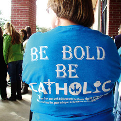 Kathy Elliot from West Point Immaculate Conception shows her Catholic pride on her shirt.