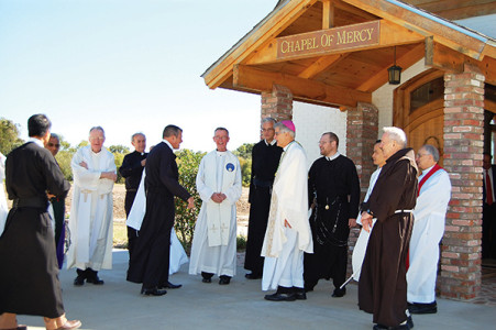 GREENWOOD – Bishop Joseph Kopacz commissioned the Redemptorist priests last year at the Chapel of Mercy located in the grounds of the Locus Benedictus Retreat Center. (Photo by Elsa Baughman)
