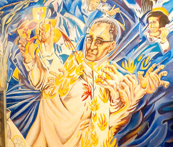 Esta pintura del Arzobispo Romero está en una de las habitaciones de la casa en la cual vivió en El Salvador. (Foto cortesía de María del Cid)