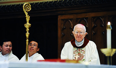 Bishop William Houck pictured at the ordination of Bishop Joseph Kopacz Feb. 6, 2014. (Photo courtesy of Joe Ellis, The Clarion-Ledger)