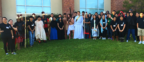Youth pose for a photo before the representation of the Stations of the Cross on Friday, March 25. (Photos courtesy of Father José de Jesús Sánchez)