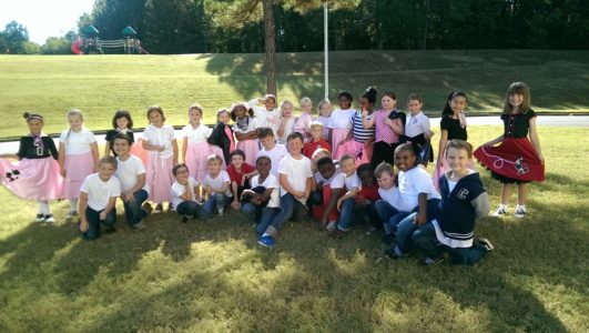 All the students showing off their pompadours and poodle skirts! 