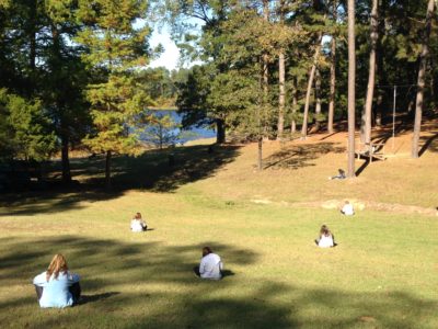 Teens on SEARCH retreat take time for prayer outside. (Photos by Abbey Schuhmann)