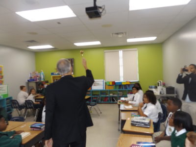 GREENVILLE – Bishop Joseph Kopacz, center, blessed the first graders and their classroom as part of blessing the new facility at St. Joseph School on Thursday, Oct. 27. The blessing was the final chapter in a years-long effort to get St. Joseph High and Our Lady of Lourdes Elementary schools on the same campus. Elementary students use 11 classrooms, nine more are for middle and high school students. The facility also has two science labs, a computer and business lab, resource, art and music rooms, a media/library center, chapel and gymnasium.