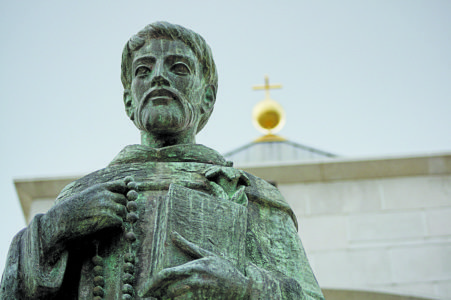 A statue of St. Dominic stands outside the hospital chapel in Jackson. (Photo and story courtesy of St. Dominic's Hospital)