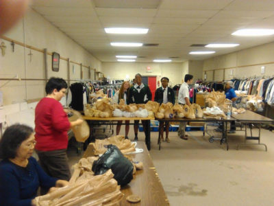 On Wednesday, Nov. 16, Greenville St. Joseph students worked at St. Vincent dePaul Society handing out food baskets. Junior Emily Blackstock said "It really warms your heart and makes you sad at the same time to see the gratitude and happiness each of the people had when you hand them the basket. I just wish we could help everybody." Students will return during Christmas. 