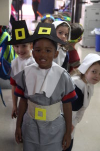 pre-K pilgrims wait to preform in their Thanksgiving program at Columbus Annunciation School. (Photos by Katie Fenstermacher) 