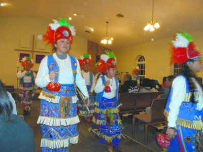 PONTOTOC – St. Christopher Parish Matachines dancing group honored our Lady of Guadalupe with their performance during the Mass and celebration 