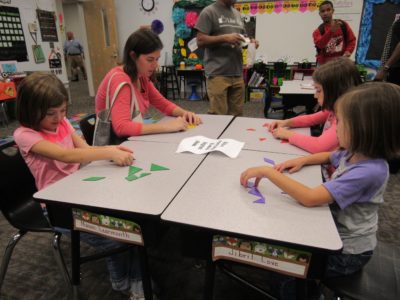 MERIDIAN – St. Patrick School recently hosted a Family Math Night. Families who attended played fun math games created by the teachers. Door prizes were also awarded. Pictured (l-r) are Robert McNeil, Bryson Jackson, John Wassell, Melanie Pressly, James Wassell and Angela Wassell.  (Photos by Helen Reynolds)