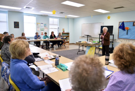 Sister Michelle Doyle talks about dealing with loss during a Catholic religion class Wednesday at St. Francis of Assisi Catholic Church in Madison.