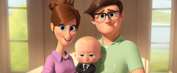 Mother, voiced by Lisa Kudrow, Boss Baby, voiced by Alec Baldwin, and father, voiced by Jimmy Kimmel, appear in the animated movie "Boss Baby." The Catholic News Service classification is A-I -- general patronage. The Motion Picture Association of America rating is PG -- parental guidance suggested. Some material may not be suitable for children. (CNS photo/DreamWorks) See MOVIE-REVIEW-BOSS-BABY-(EMBARGOED) March 28, 2017.